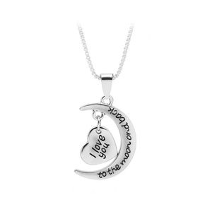 I Love You to the Moon and Back Pendant Necklace Silver NWOT